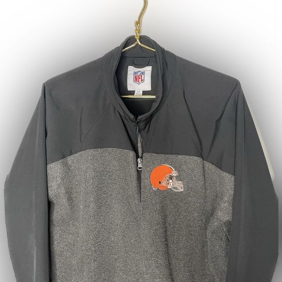 NFL Cleveland Browns Football Fleece Quarter Zip Pullover Jacket Top Coat - Picture 2 of 6